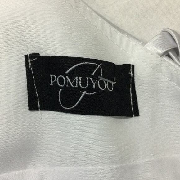 PARTY DRESS 2 XS white satin backless lace up bride bachelorette mini NEW B151 - Picture 7 of 8